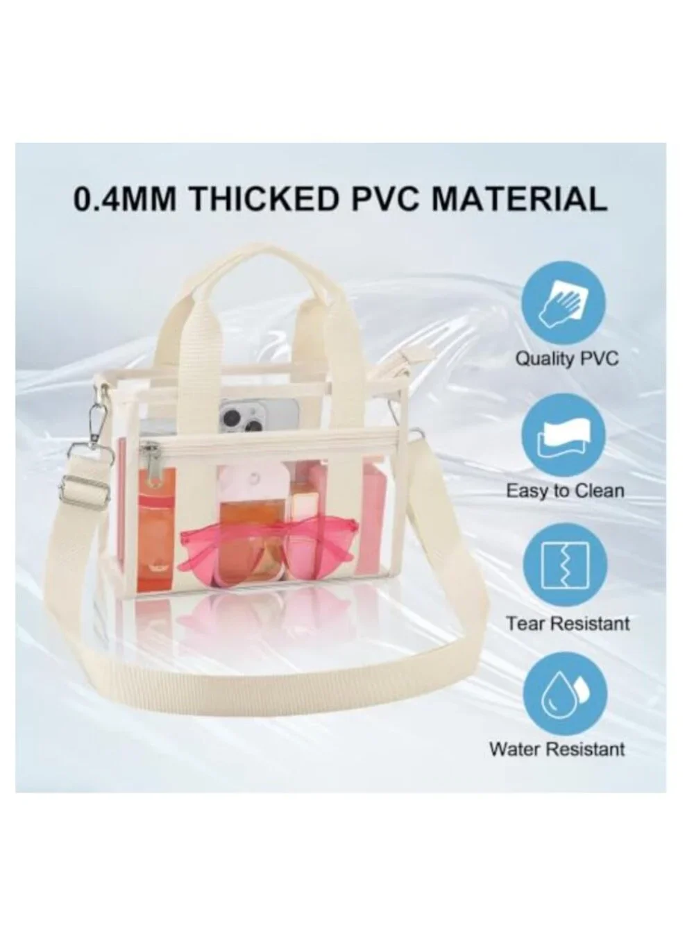 Clear PVC Stadium Approved Satchel Bag for Concerts Events
